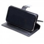 Wholesale iPhone 8 Plus / iPhone 7 Plus Multi Pockets Folio Flip Leather Wallet Case with Strap (Black)